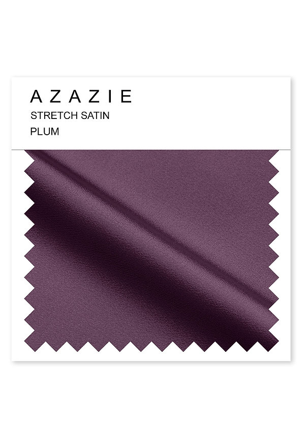 front Azazie Pflaume Stretch Satin Muster