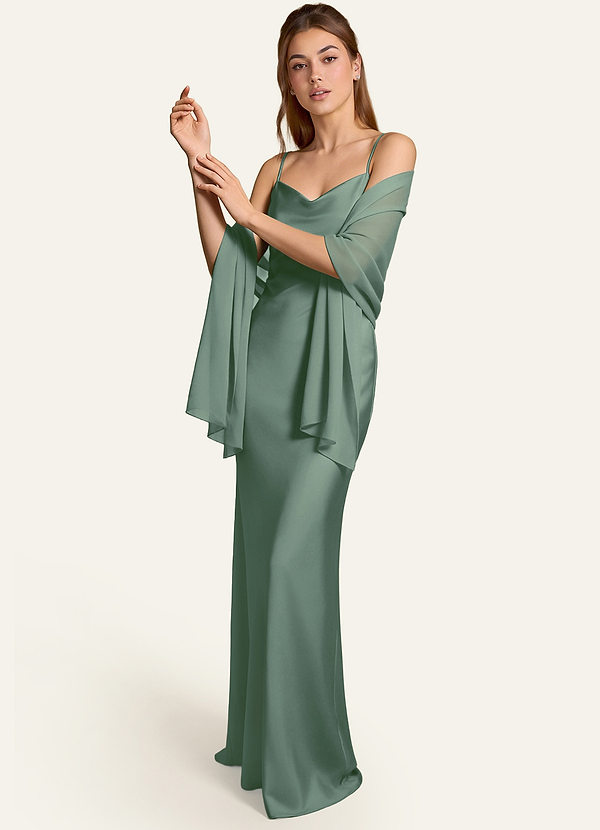 front Azazie Matching Color Aleena Chiffon Shawl