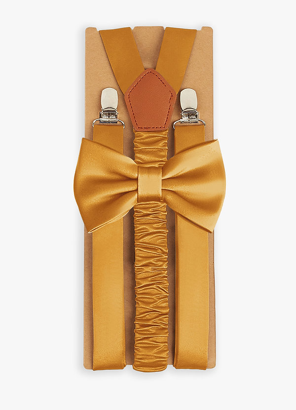 front Matching Matte Satin Bow Tie & Suspenders Set