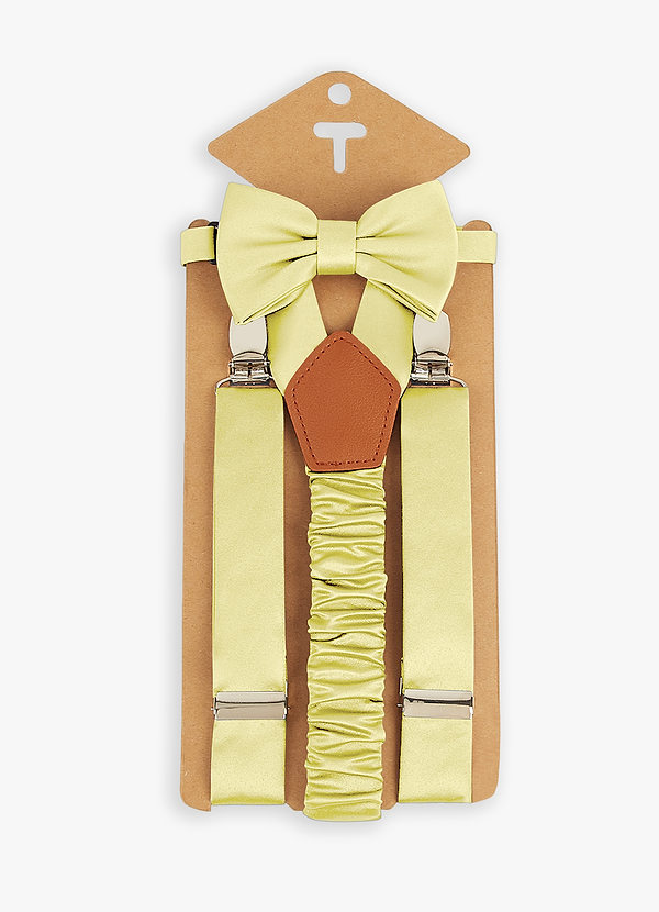 front Bijpassende set van matte satijnen strik en jarretels voor jongens