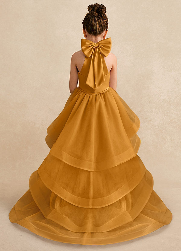 Azazie Bev Flower Girl Dresses Butterscotch A-Line Convertible Tulle Dress image1