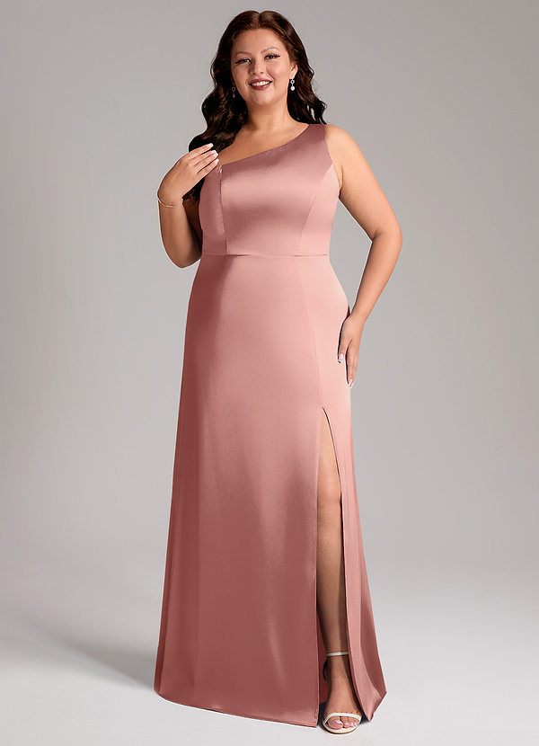 Azazie Phaedra Brudtärneklänningar Klä av A-Linje i Stretch Satin Ena axeln Rosett image1