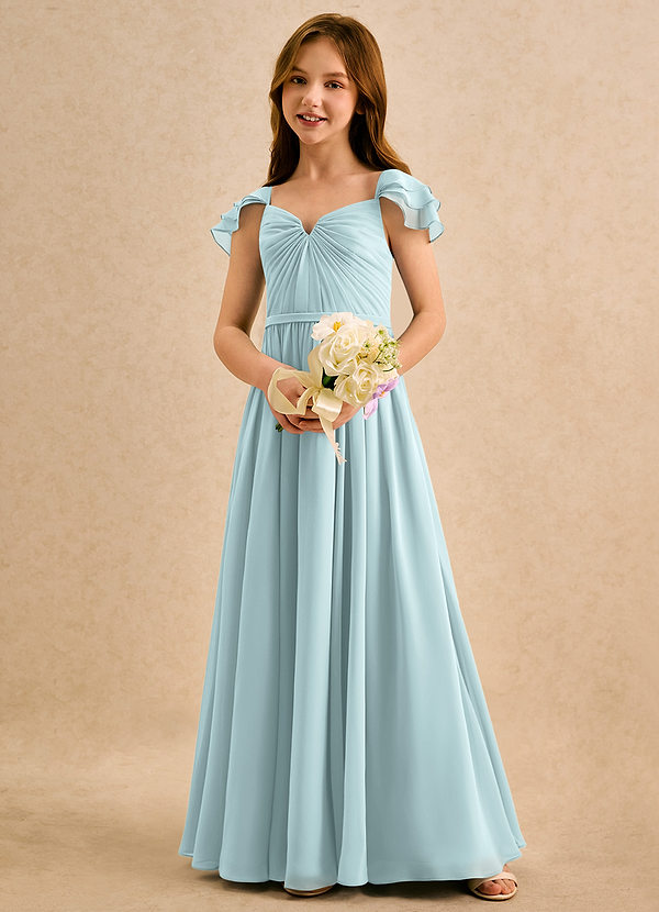 Azazie Meimei Girls Formal Klänningar för brudeflicka Klä A-Line i Chiffong Plisserad image1