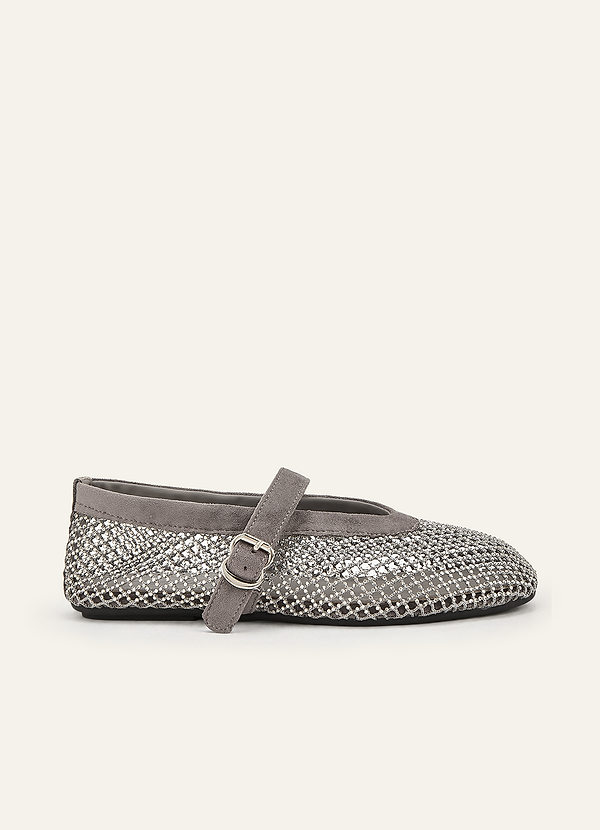 front Celeste Rhinestone Mesh Mary Jane Flats