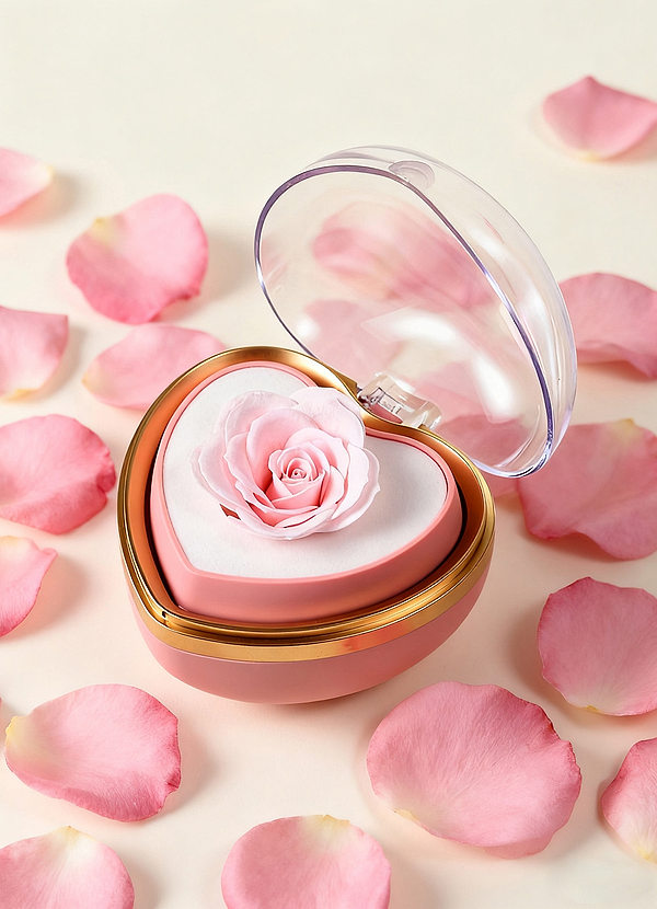 front Heart-Shaped Reversible Rose Jewelry Box