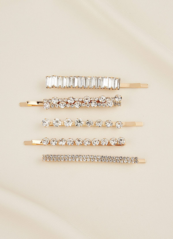 front Assorted Rhinestone Hair Clip Set