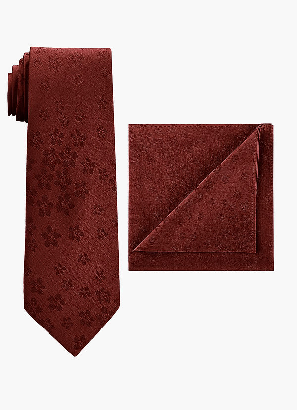 front Conjunto de corbata ancha y pañuelo de bolsillo en jacquard