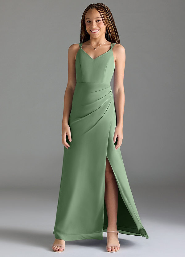 Azazie Leo Junior Matcha Mermaid Pleated Chiffon Dress image1