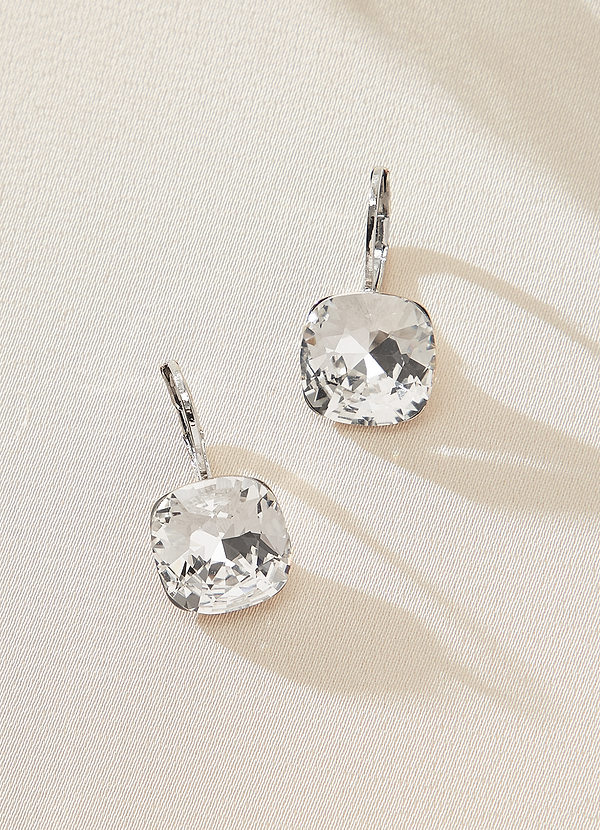 front Square Gemstone Huggie Earrings