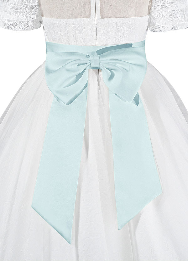front Matching Color Matte Satin Sash with Back Bow