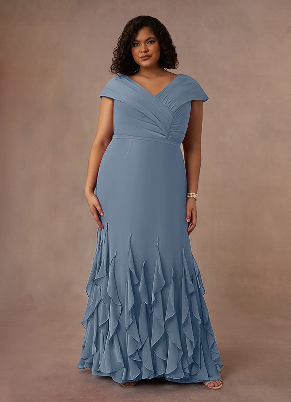 Azazie Bailora Abiti da Mamma Sposa Abito Sirena in Chiffon Increspato Crepuscolo image1