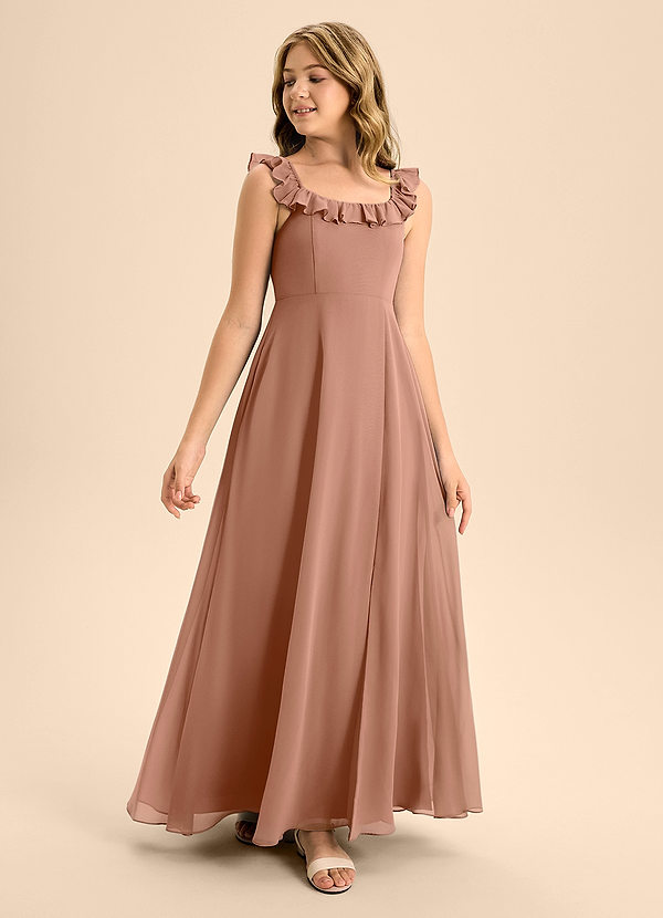 Azazie Callie Junior Bronzer A-Line Ruched Chiffon Dress image1