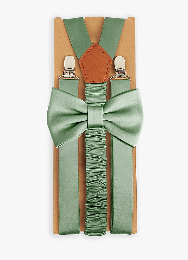 front Matching Matte Satin Bow Tie & Suspenders Set