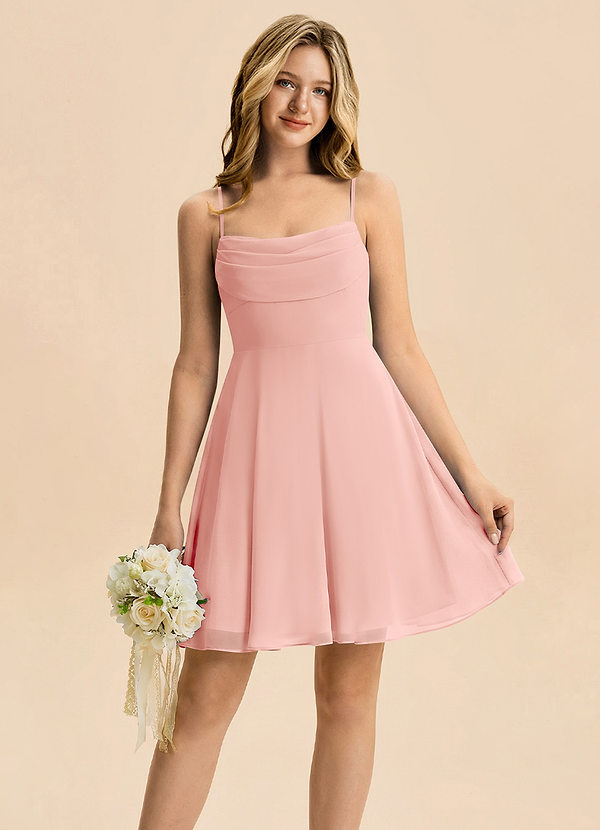 Azazie Bear Junior Rosette A-Line Pleated Chiffon Dress image1