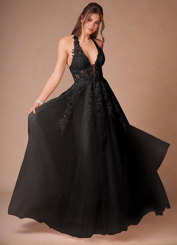 Darlene Schwarz Kleid mit Applikation image1