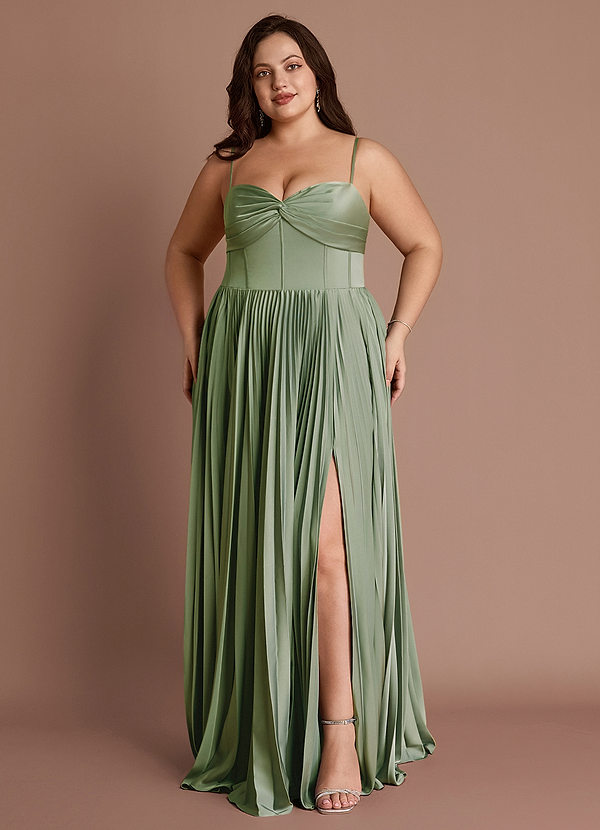 Tyla Dusty Sage Pleated Maxi Dress image1