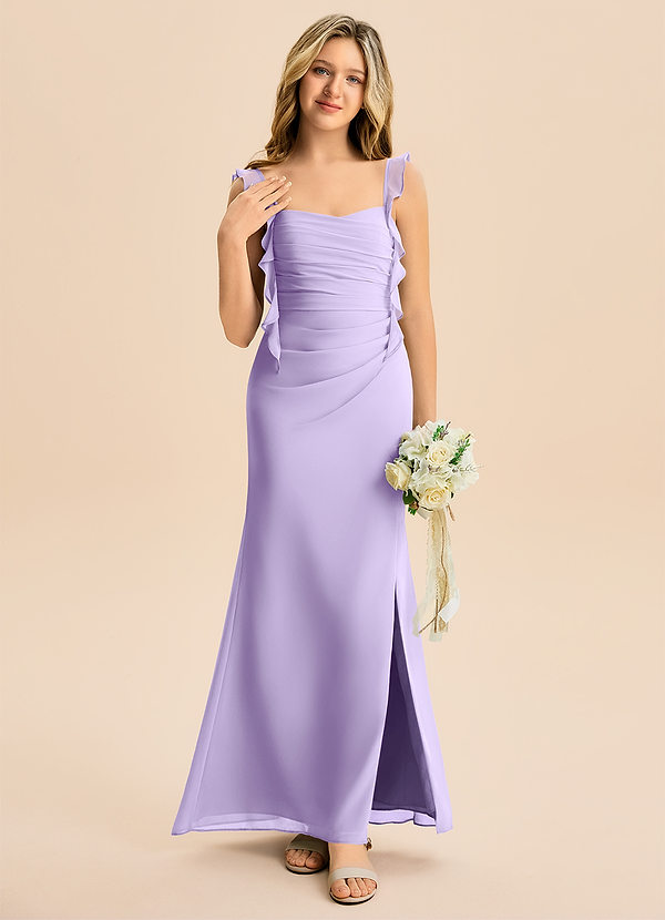 Azazie Jessamine Junior Lilac Mermaid Sweetheart Neckline Chiffon Dress image1