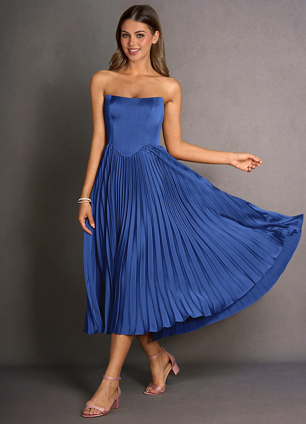 Zoanne Midi Dress in Blue with Multi Cotton