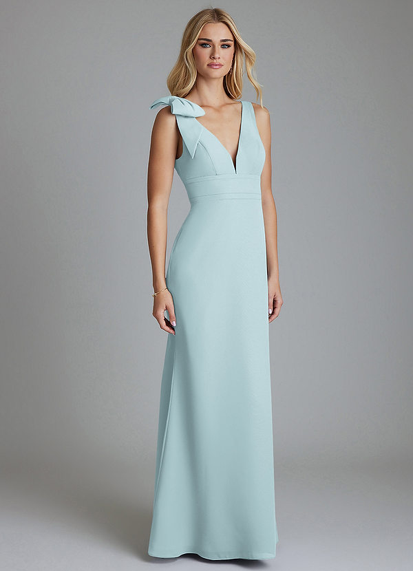 Azazie Taro Bridesmaid Dresses Mist Sheath Bow Chiffon Dress image1