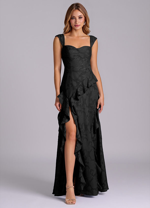 Sloane Bridesmaid Dresses Black A-Line Sweetheart Neckline Floral Burnout Dress image1