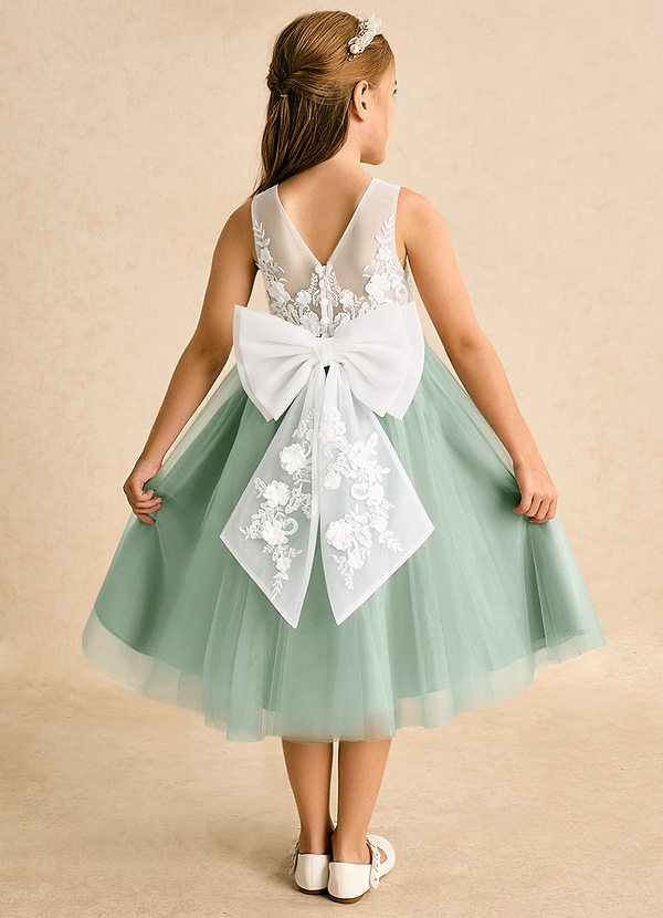 Azazie Lina Flower Girl Dresses Ivory Agave Ball-Gown Lace Dress image1