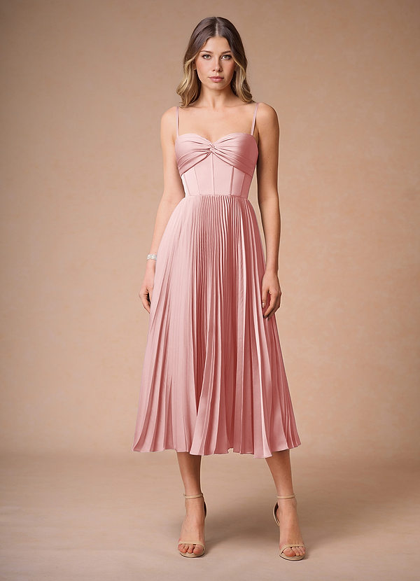Léna Haze Pink Pleated Midi Dress image1