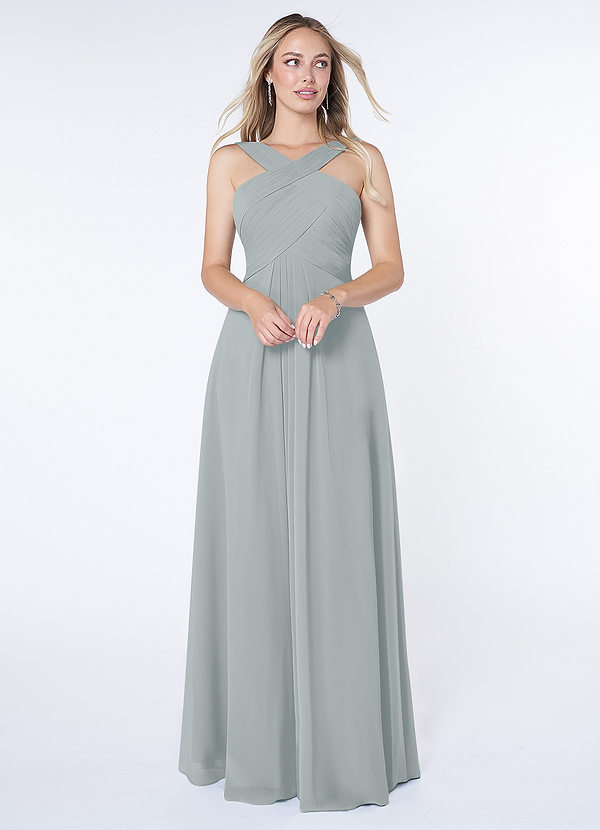 Azazie Kaleigh Vestidos Dama de Honor Vestido de Gris Delfín de Gasa de Corte en A con Plisado image1