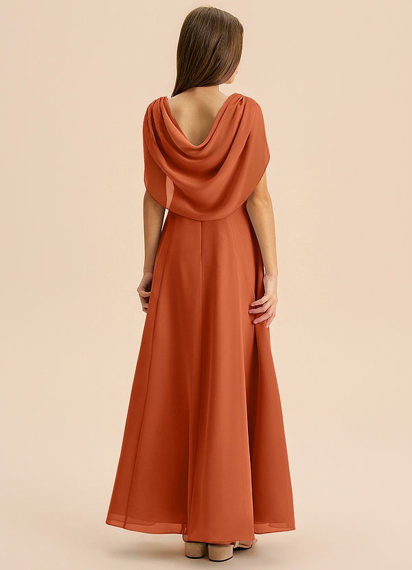 Azazie Lambie Junior Burnt Orange A-Line Pleated Chiffon Dress image1
