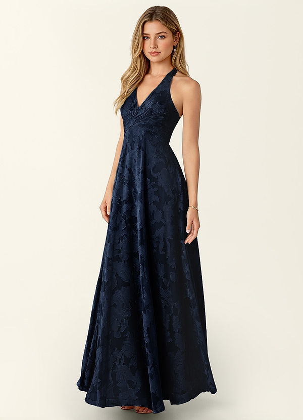 Celeste Navy V-Neck A-Line Maxi Dress image1