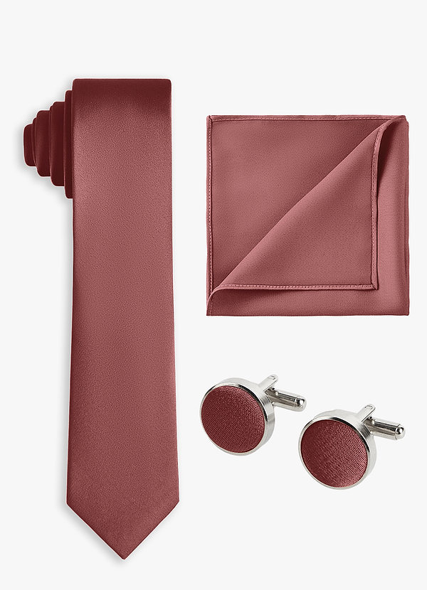 front Matching Color 3-Piece Stretch Satin Skinny Tie Set