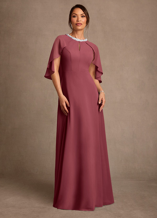 Azazie Winnifred Mother of the Brides Dresses Merlot A-Line Beaded Chiffon Dress image1
