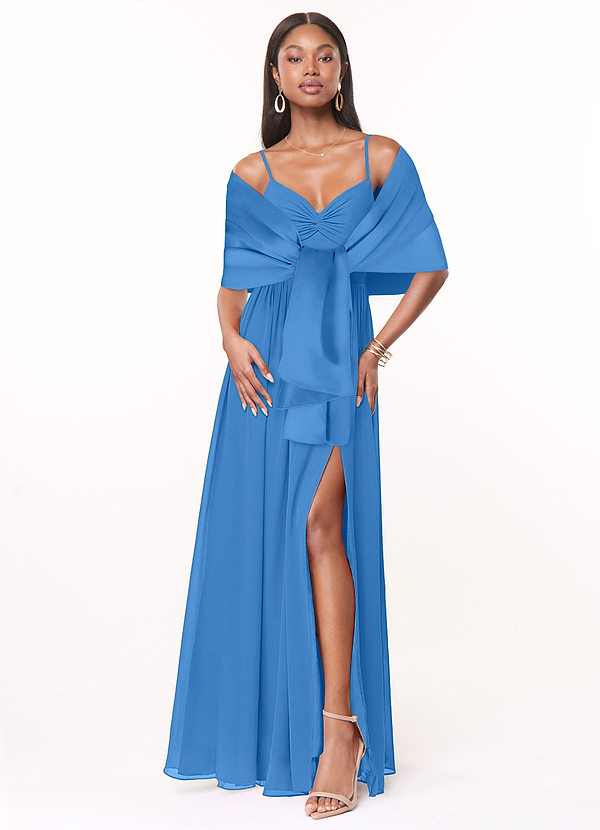 front Azazie Matching Color Aleena Matte Satin Shawl