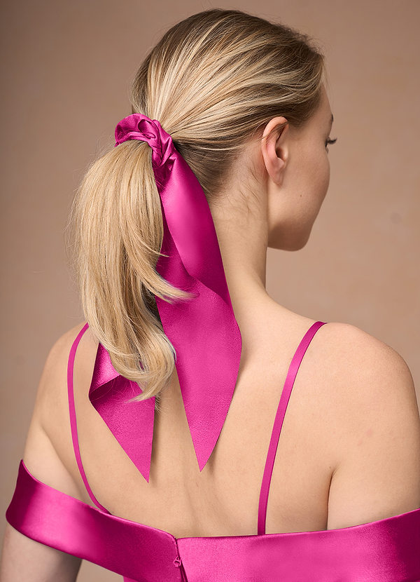 front Matching Color Matte Satin Hair Scarf Scrunchie