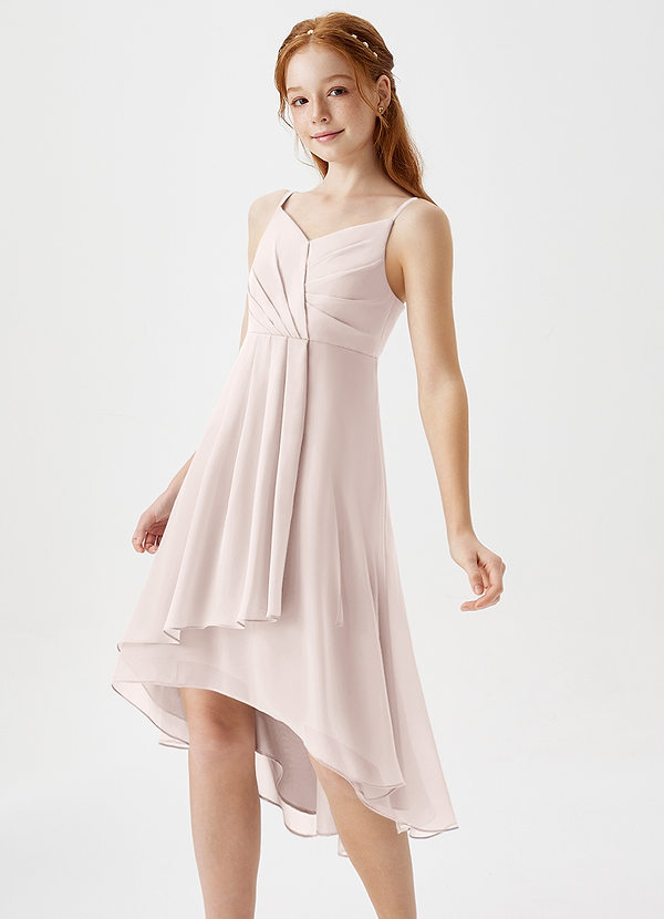 Azazie Mariam Junior Vestido de Pétalo De Rosa de Gasa de Corte En A con Plisado image1