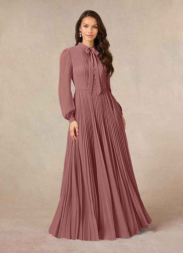 Azazie Adellah Mother of the Brides Dresses Desert Rose A-Line Pleated Chiffon Dress image1
