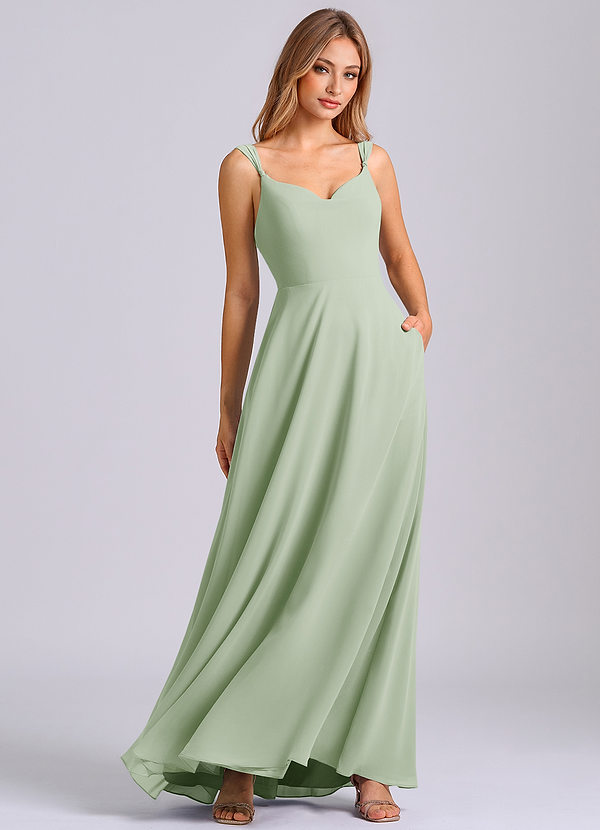 Azazie Beatrice Bridesmaid Dresses Dusty Sage A-Line Sweetheart Neckline Chiffon Dress image1