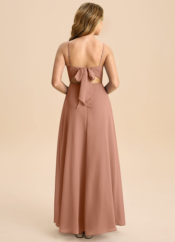 Azazie Shale Junior Bronzer A-Line Bow Chiffon Dress image1