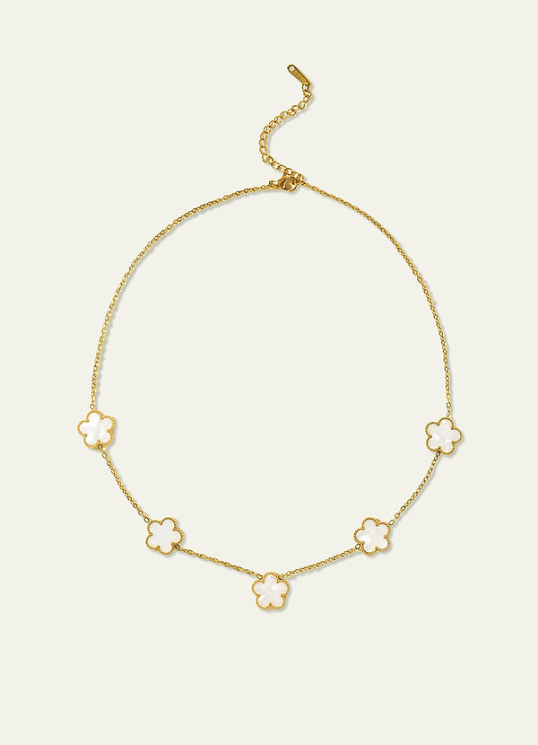 front 18K Gold Plated Stainless Steel Five-Leaf Clover Charm Necklace