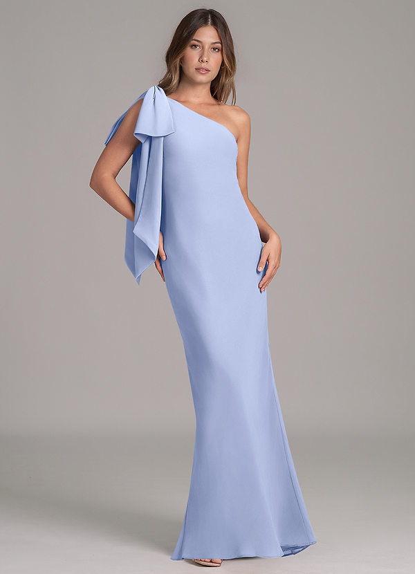 Azazie Capri Bridesmaid Dresses Ice A-Line One Shoulder Chiffon Dress image1