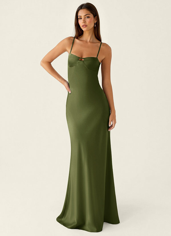 Stasiam Olive Stain Open Back Party Dress image1