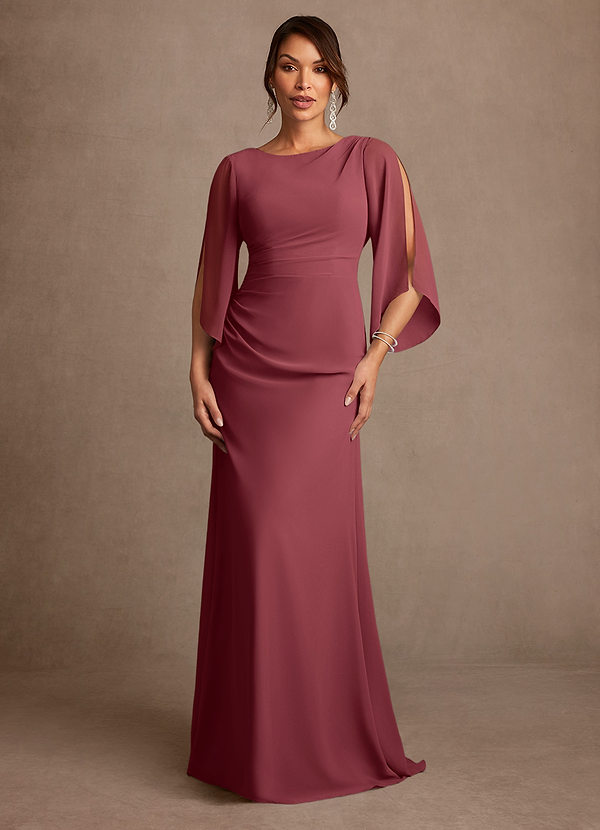 Azazie Anaheim Mother of the Brides Dresses Merlot A-Line Pleated Chiffon Dress image1