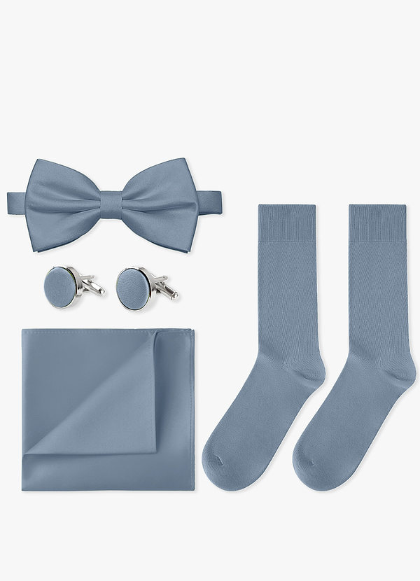front Conjunto de pajarita, pañuelo de bolsillo, gemelos y calcetines a juego