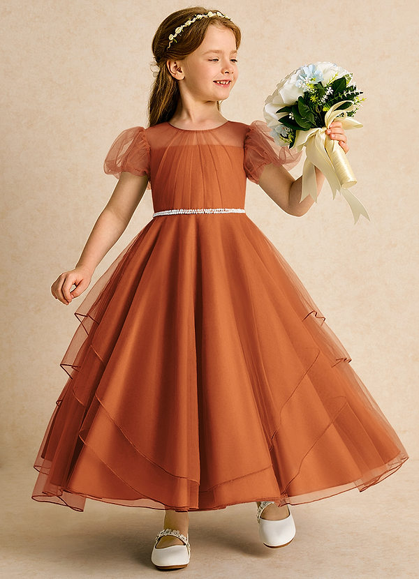 Azazie Duckie Blumenkinder Kleider Ballkleid Plissee Tüll Kleid Kanel image1