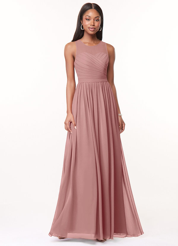 Azazie Nina Bridesmaid Dresses Dusty Rose A-Line Pleated Chiffon Dress image1
