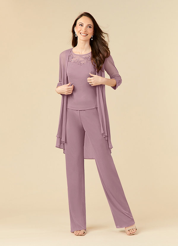 Azazie Frances Moeder van de Bruid Jurken Broekpak Jurk van Mesh Schop Stoffige Roos image1