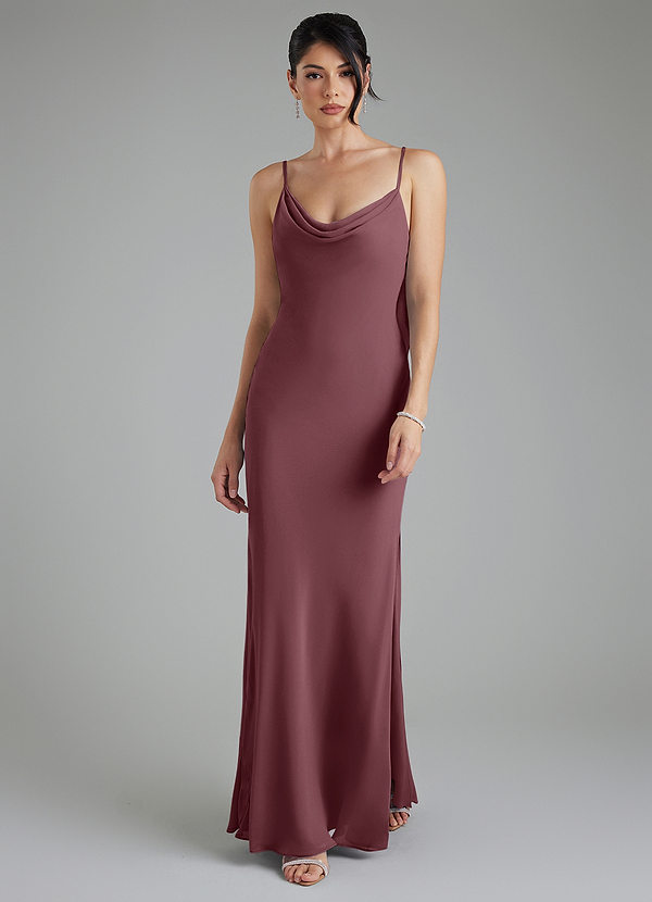 Azazie Veronica Bridesmaid Dresses Sangria Sheath Chiffon Dress image1
