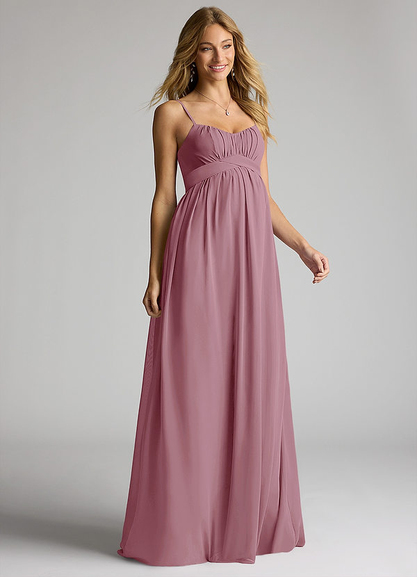 Azazie Llana Maternity Bridesmaid Dresses A-Line Chiffon Floor-Length Dress image1