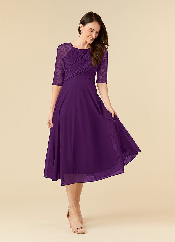 Azazie Gracelyn Mother of the Brides Dresses Grape A-Line Lace Dress image1