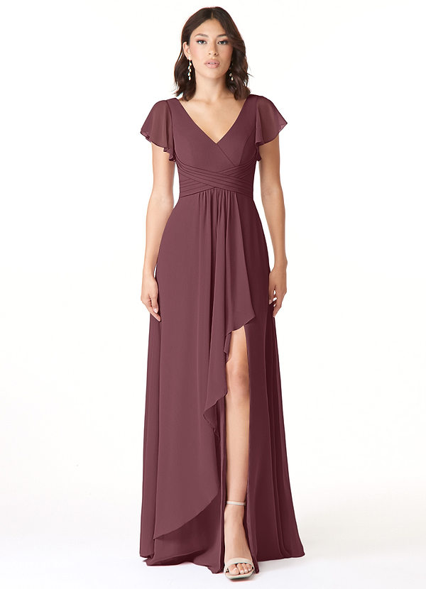 Azazie Omari Bridesmaid Dresses Sangria A-Line Chiffon Dress image1