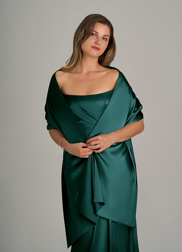 front Azazie Matching Color Metallic Satin Shawl